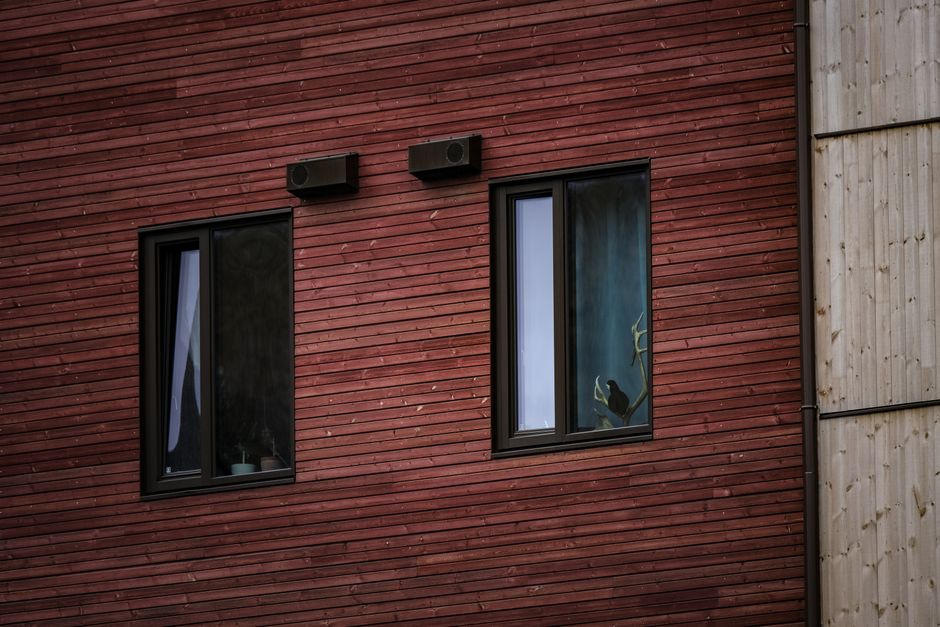Sleek modern black vinyl window frame close up